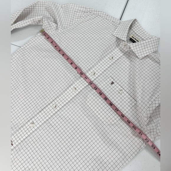 Tom Beckbe Cotton Spread Collar Shirt White Check Long Sleeve Business Casual M - Picture 5 of 11